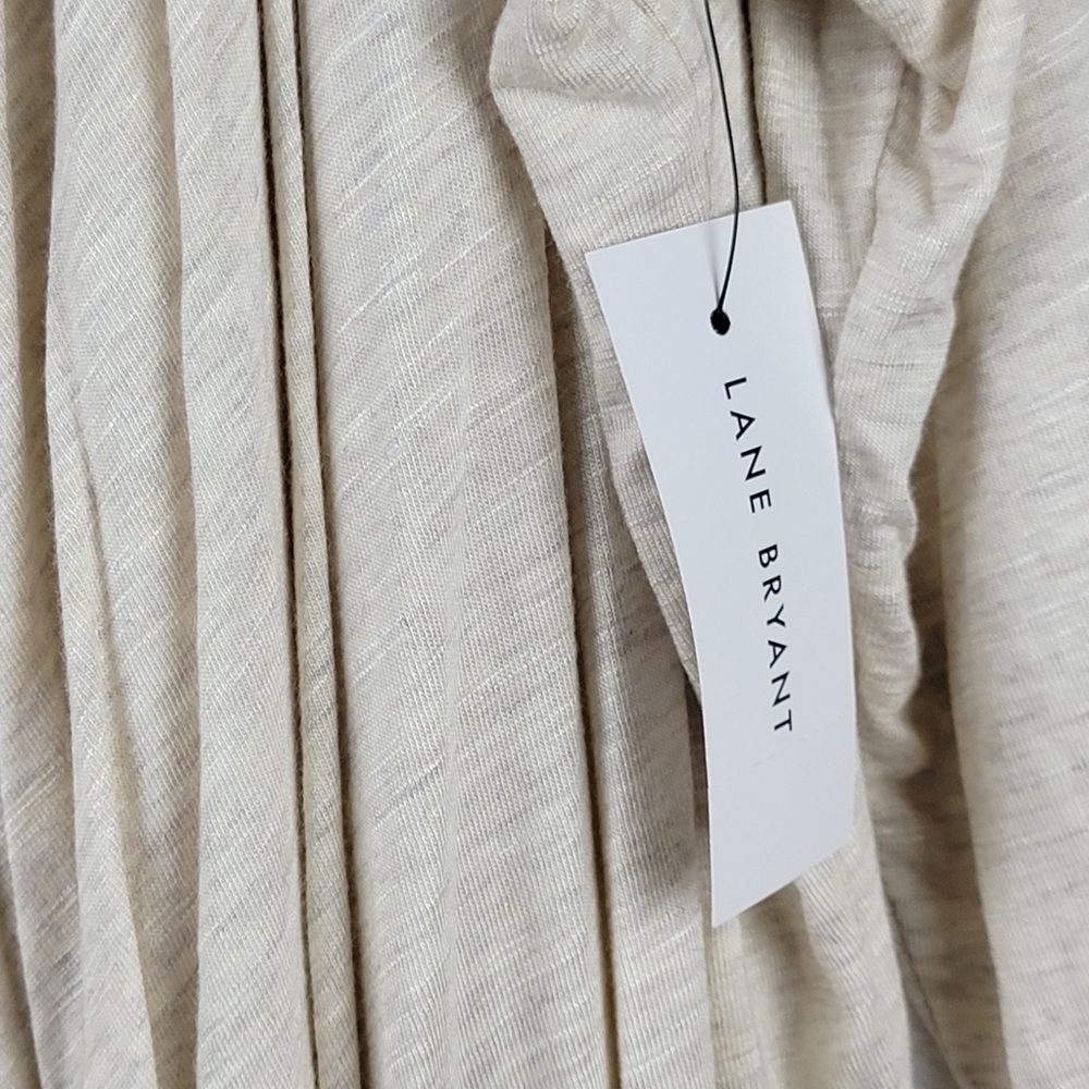 Lane Bryant Long Cardigan Womens Size 22 24 Open Front Lace Trim Beige NWT - Picture 8 of 10